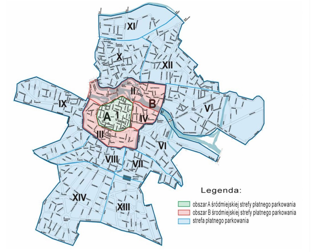 Mapa Strefy Płatnego Parkowania we Wrocławiu